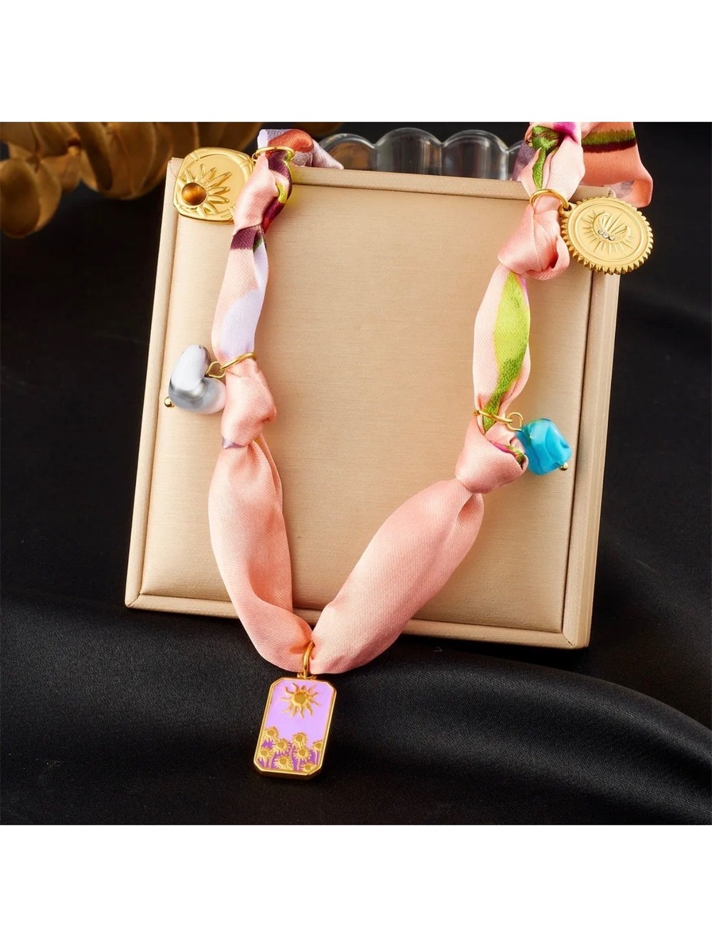 Stunning Unique Satin Charm Necklace